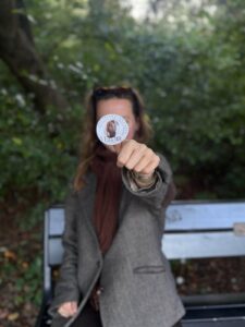 VELOIR sticker photoshoot, founder of bag brand